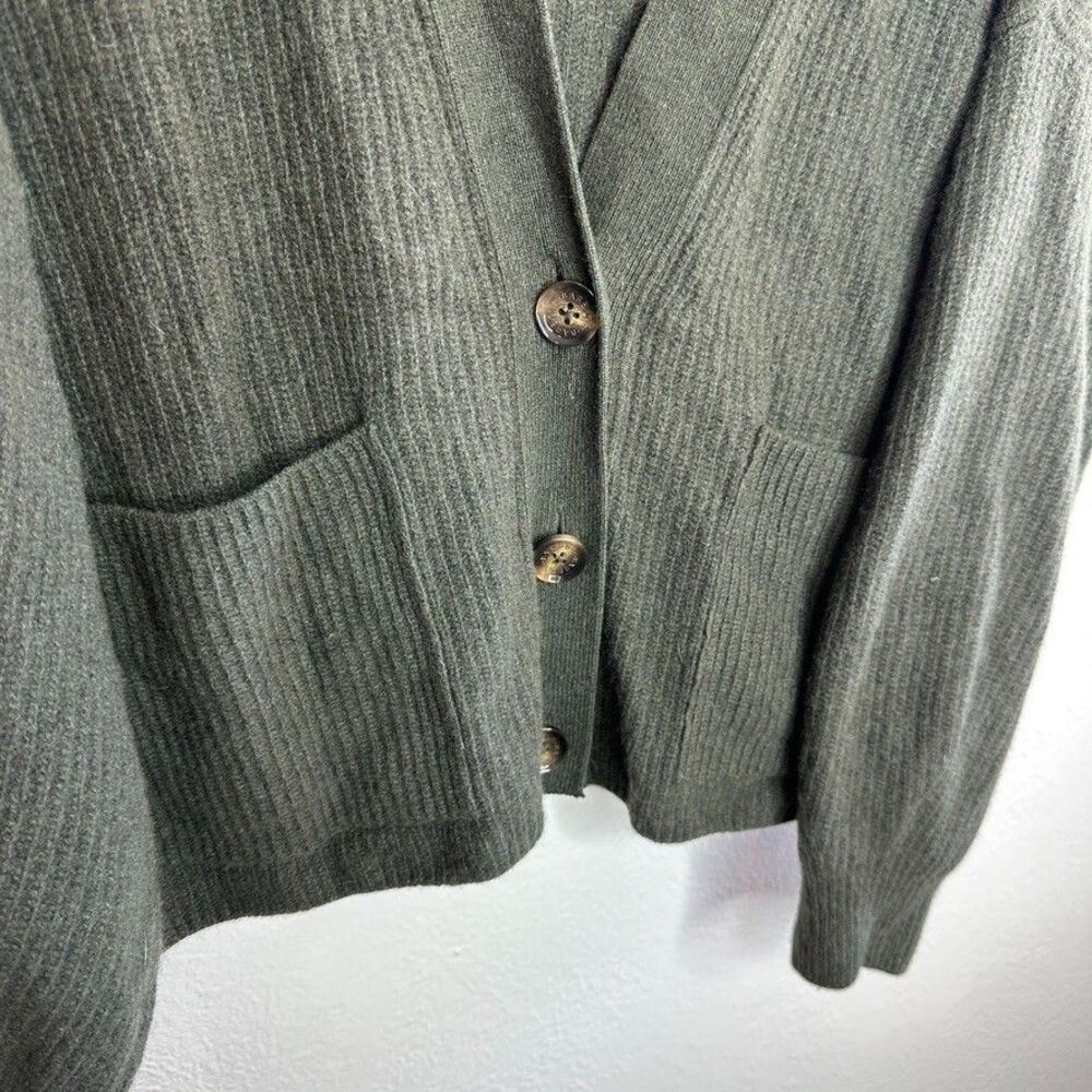 Barbour Theodore Cardigan 12 Olive Green Recycled Wool Pocket UK 16 Oversized - Picture 10 of 10